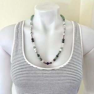 multi gemstones hematite jade quartz howlite round beaded necklace